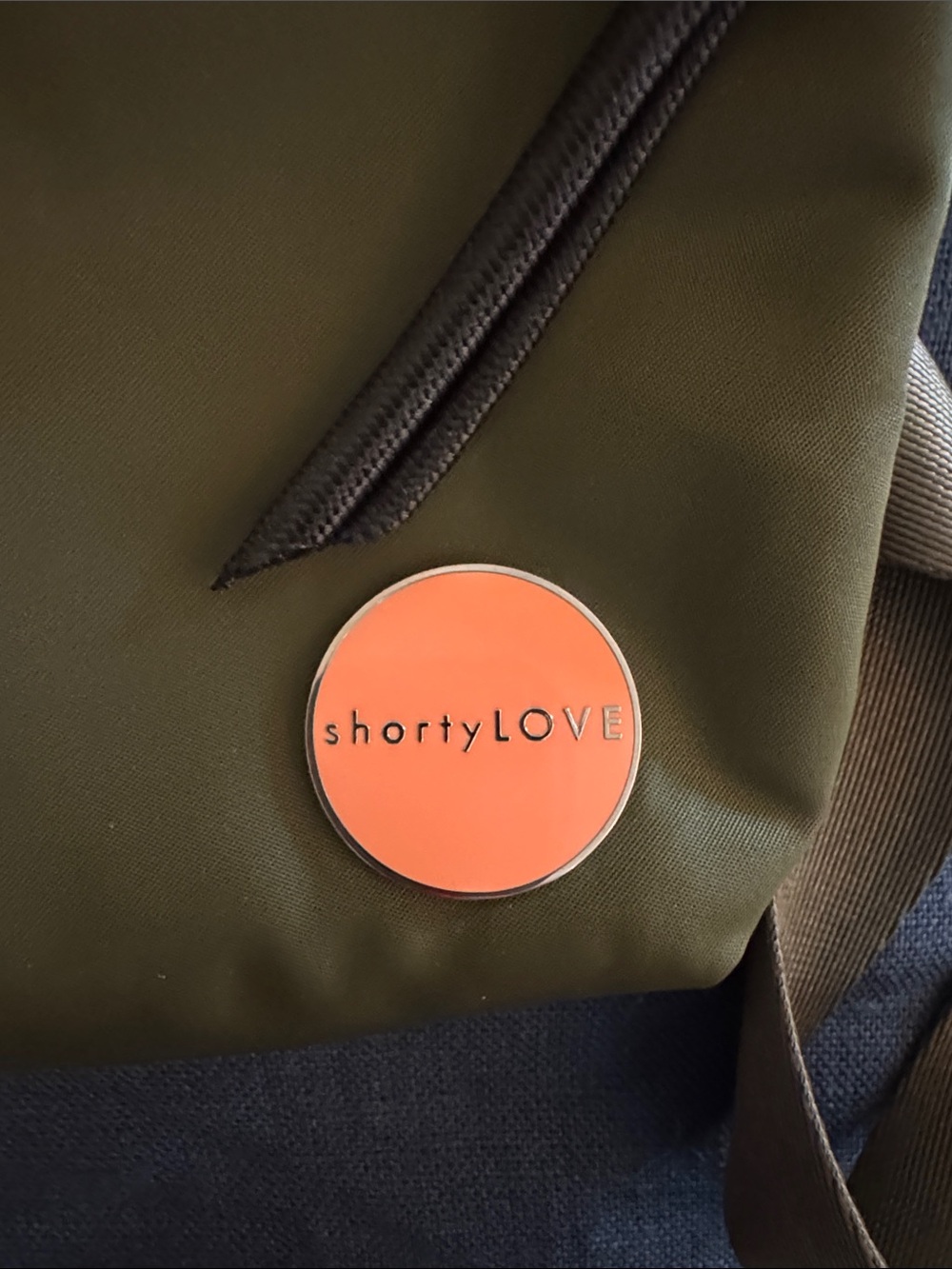 ShortyLove Olive Shorthand Crossbody Bag with Pink Handle - Picture 2 of 6